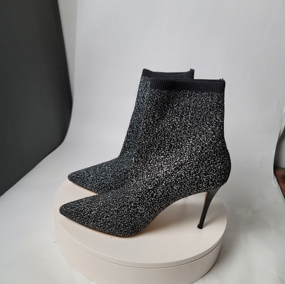Something Navy metallic heeled sock bootie - Picture 1 of 7